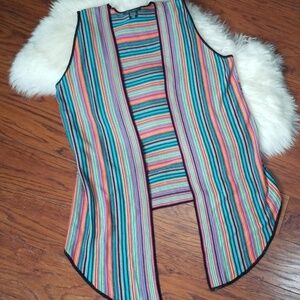 Boho Knit Multi Colored Striped Sweater Vest